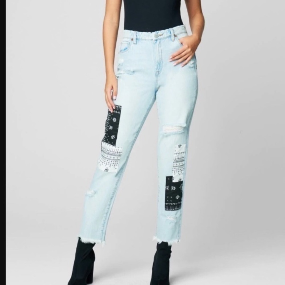 Blank NYC The Madison Late Night Out High Rise Crop Patchwork Jeans NWT
